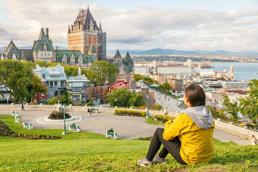 French-Canadian woman on a hill in Quebec City